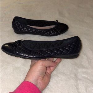 Paul Mayer Quilted Navy Cap Toe Leather Flats "CHANEL LOOK"  Size:8